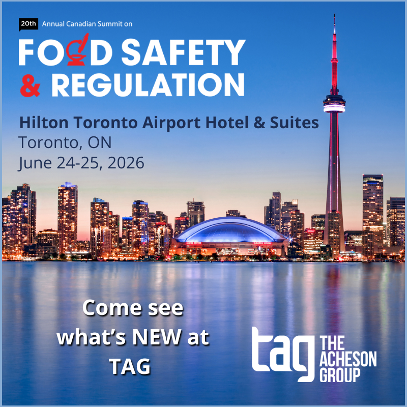 TAG will be attending the Canadian Summit on Food Safety and Regulations