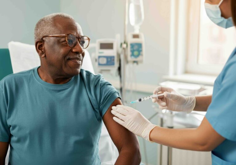 Man getting a vaccine shot