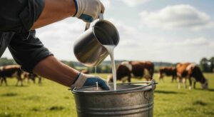 Milk being collected