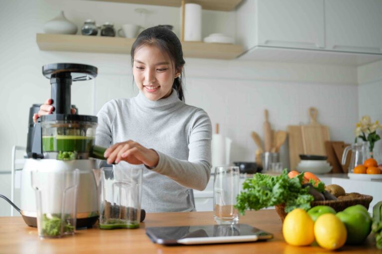 Woman making juice